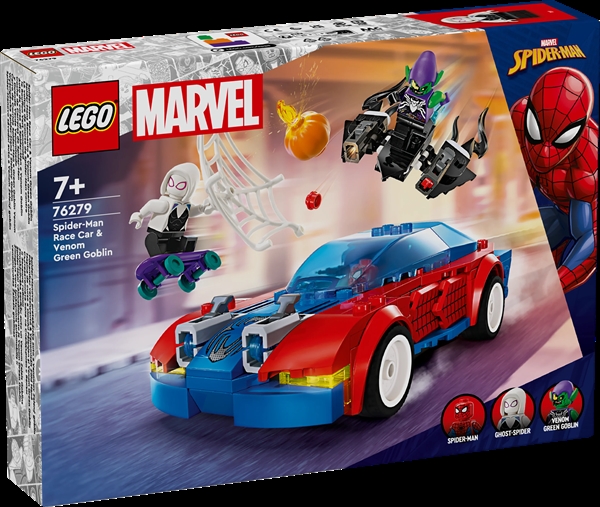 Køb LEGO Super Heroes Spider-Mans racerbil og Venom Green Goblin billigt på Legen.dk!