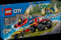 Køb LEGO City Firhjulstrukket brandbil med redningsbåd billigt på Legen.dk!