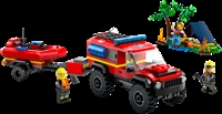 Køb LEGO City Firhjulstrukket brandbil med redningsbåd billigt på Legen.dk!