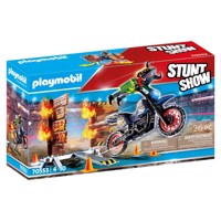 Køb PLAYMOBIL Stunt Show Stuntshow Motorcykel med brandmur billigt på Legen.dk!