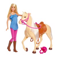 Køb Barbie Dukke og hest (Blonde) billigt på Legen.dk!